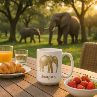 Taza De Café Sellado de oro del Elefante Regal