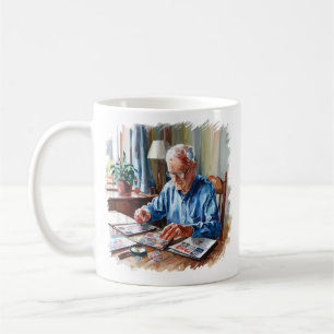 Taza De Café Sello de abuelo que recoge regalo de Philatelist