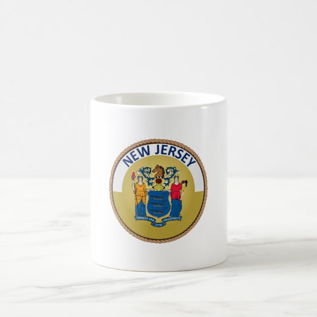 Taza De Café Sello de bandera de Nueva Jersey (Centro)