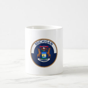 Taza De Café Sello de bandera del estado de Michigan