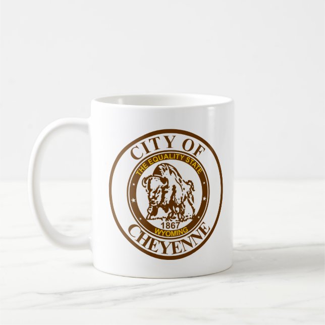 Taza De Café Sello de Cheyenne, tazón de café de Wyoming (Izquierda)
