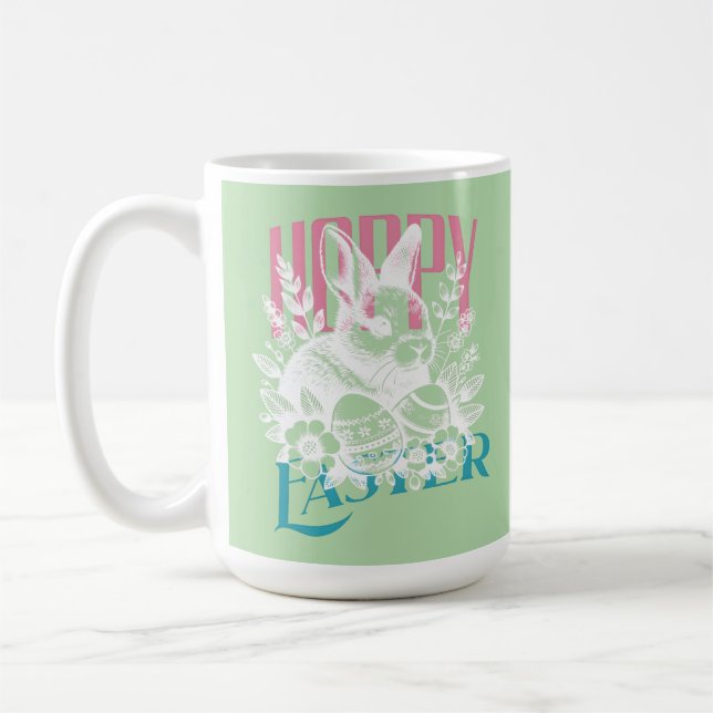 Taza De Café Sello de conejo de Pascua saltarín rosa (Izquierda)