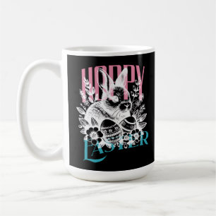 Taza De Café Sello de conejo de Pascua saltarín rosa