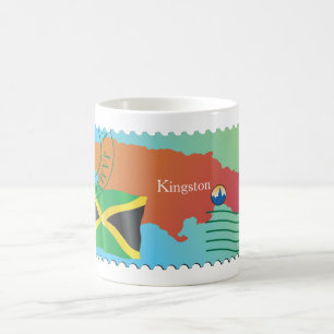 Taza De Café Sello de franqueo de Jamaica estilo mapa