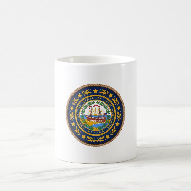 Taza De Café Sello de la bandera de Nuevo Hampshire (Centro)