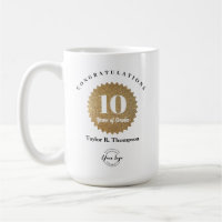 Sello de oro personalizado 10 años de premio al em