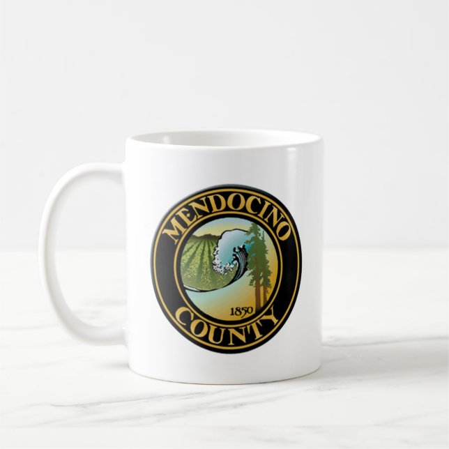 Taza De Café Sello del condado de Mendocino, California (Izquierda)