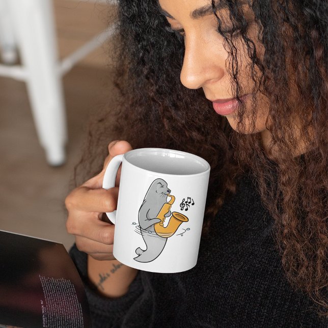 Taza De Café Sello Jugando El Saxofón (Subido por el creador)