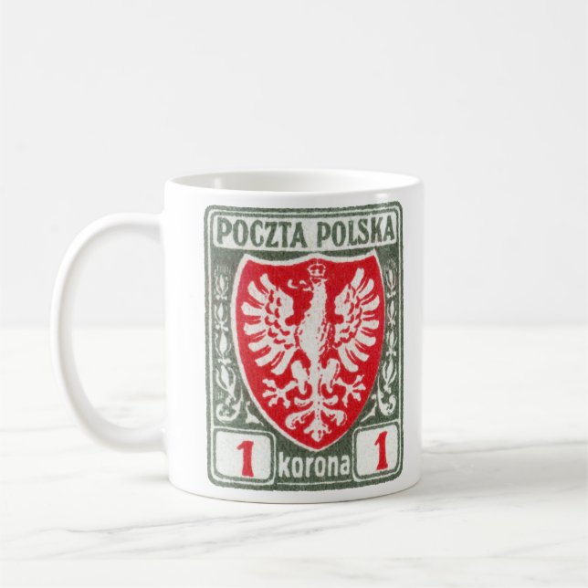 Taza De Café sello polaco de 1919 1k Eagle (Izquierda)
