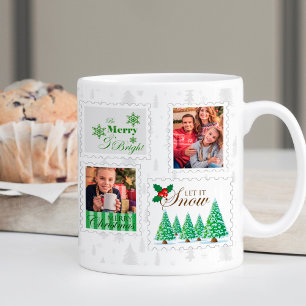 Taza De Café Sellos de franqueo de fotos Árbol de Navidad verde