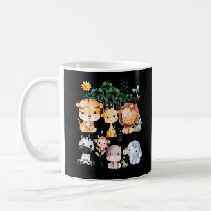 Taza De Café Selva de animales salvajes Safari Tema Bosque Cute