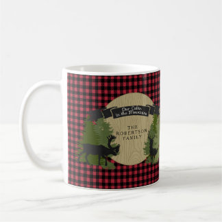 Taza De Café Selva de ciervo rojo negro de la cabina de control