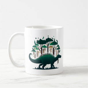 Taza De Café Selva de Dinosaurio Verde Único