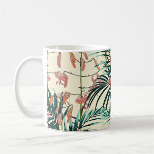 Taza De Café Selva Vintage: Verde Oscuro, Naranja Lily.
