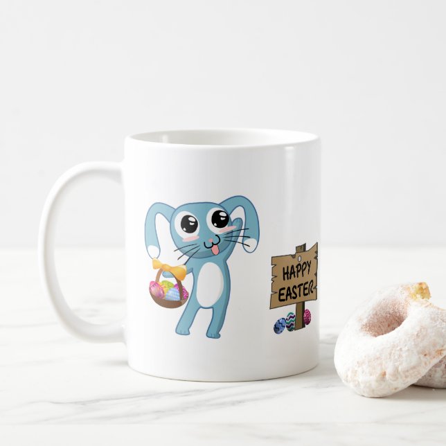 Taza De Café Semana Santa Bunny desea feliz Pascua (Con donut)