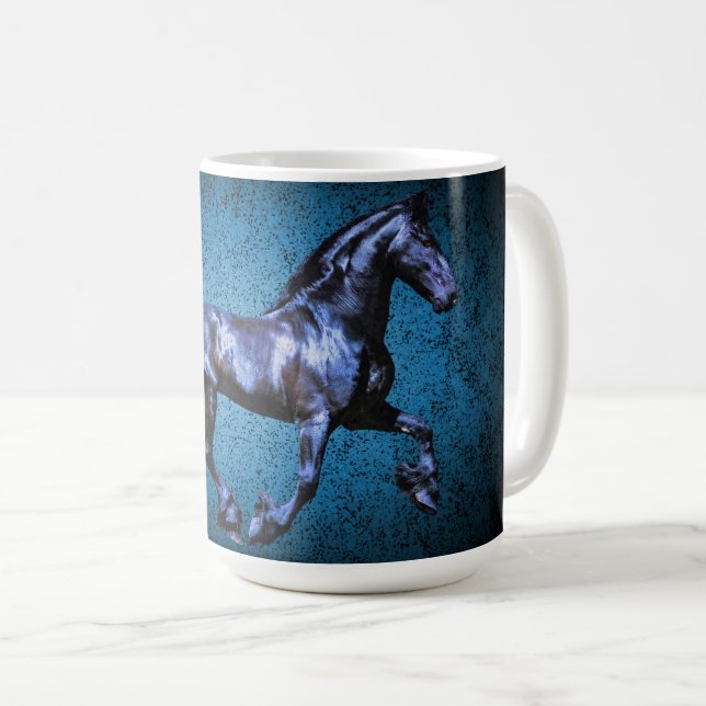 Taza De Café Semental negro frisio/belleza negra, azul del (Anverso derecho)