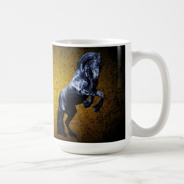 Taza De Café Semental negro frisio/belleza negra, oro del (Derecha)