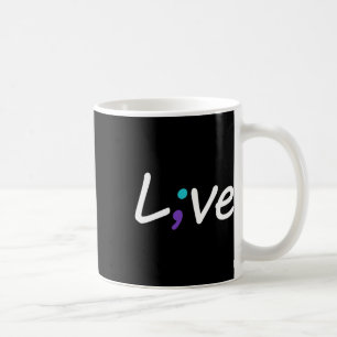 Taza De Café Semicolón de amor en vivo de prevención del suicid