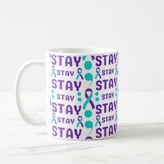 Taza De Café Semicolón de prevención del suicidio STAY (Izquierda)
