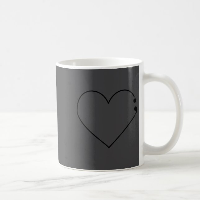 Taza De Café Semicolon Heart Mental Health Awareness Therast De (Derecha)
