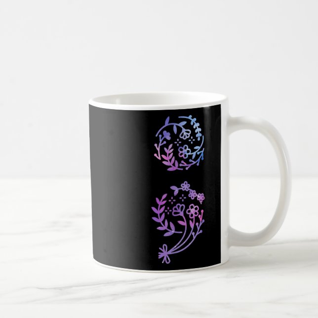 Taza De Café Semicolón Prevención del suicidio Flor de concienc (Derecha)