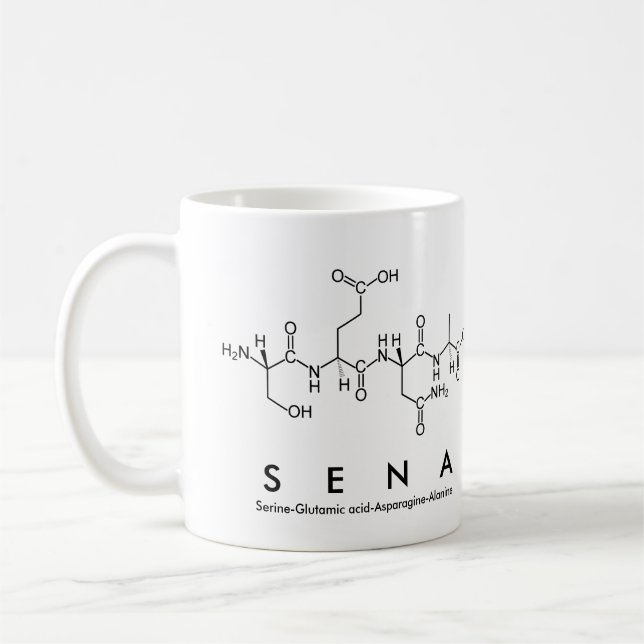 Taza De Café Sena peptide name mug (Izquierda)