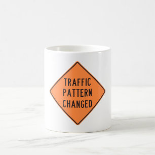 Taza De Café Señal de advertencia de cambio de patrón de tráfic