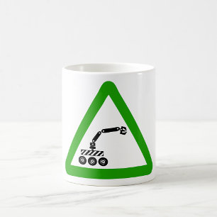 Taza De Café Señal de advertencia de cruce de robot