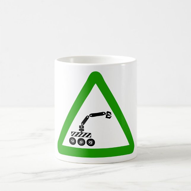 Taza De Café Señal de advertencia de cruce de robot (Subido por el creador)