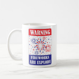 Taza De Café Señal de advertencia de fuegos artificiales