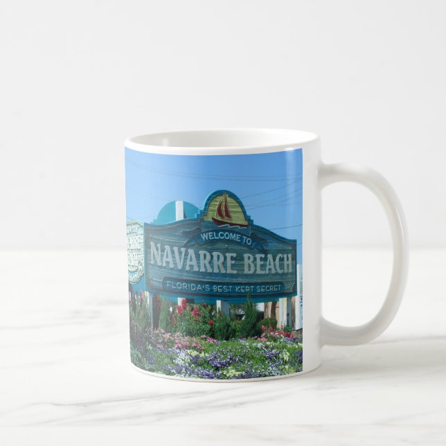 Taza De Café Señal de bienvenida de Navarre Beach Florida (Derecha)