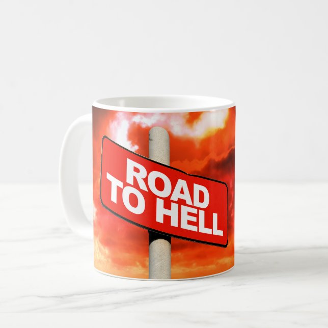 Taza De Café Señal de camino al infierno (Anverso izquierdo)