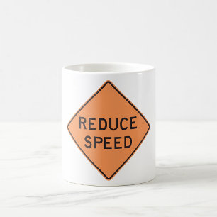 Taza De Café Señal de carretera de diamante naranja Reducir vel