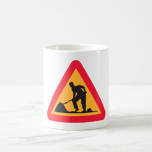 Taza De Café Señal de Obras en Curso Adelante Advertencia de Zo