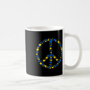 Taza De Café Señal de Paz de Ucrania Corazones Azules y Amarill