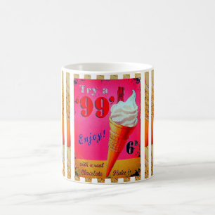 Taza De Café Señal de salón de helados de helado de vintage lin
