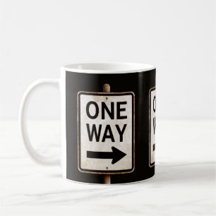 Taza De Café señal de tráfico vintage ONE WAY oxidada