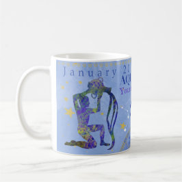 Taza De Café señalización vintage Aquarius zodiac firma azul pe