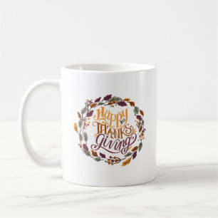 Taza De Café Sencilla Gratitud Feliz Día de Acción de Gracias B