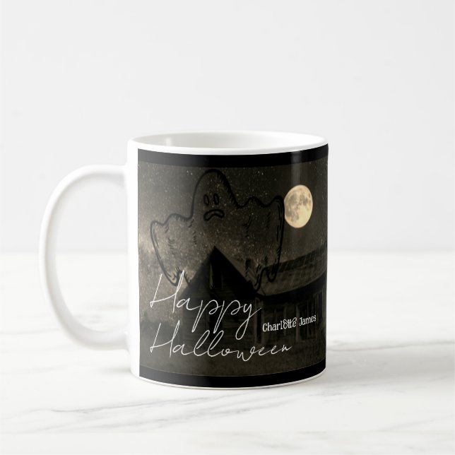 Taza De Café Sencilla y oscura familia Happy Halloween (Izquierda)