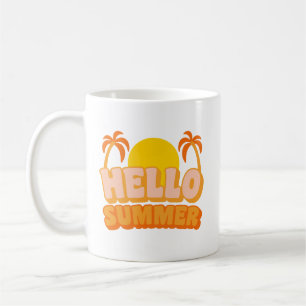 Taza De Café Sencillo Alegre Negrita Retro Golden Sun Summer