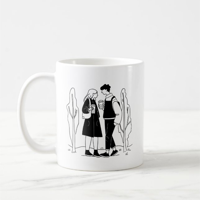 Taza De Café Sencillo amor Simplicidad Café Pareja Hermosa (Izquierda)