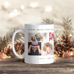 Taza De Café Sencillo Collage de fotos de seis | NAVIDADES<br><div class="desc">Este elegante tazón de vacaciones cuenta con seis de tus fotos personales,  con un sencillo texto de aspecto de máquina de escribir que puedes personalizar de la forma que desees.</div>