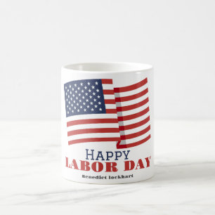 Taza De Café Sencillo Día del Trabajo Elegante con bandera de E