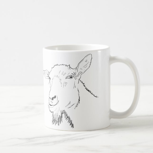 Taza De Café Sencillo dibujo de cabra divertido (Derecha)