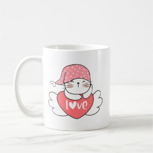 Taza De Café Sencillo dulce dulce encantador corazón de gato bl