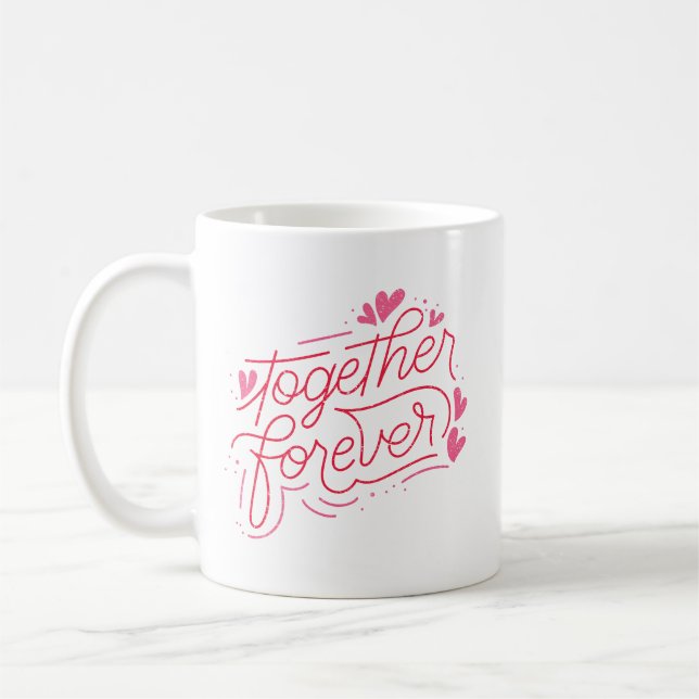 Taza De Café Sencillo Encanto Juntos Por Siempre Romántico Rosa (Izquierda)