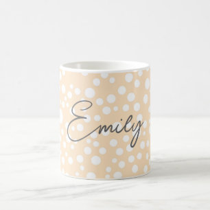 Taza De Café Sencillo patrón punteado blanco sobre fondo meloco