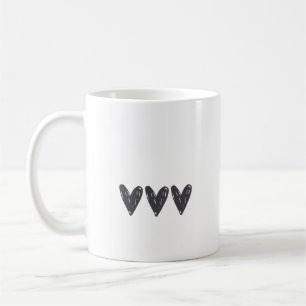 Taza De Café Sencillo tres corazones negros