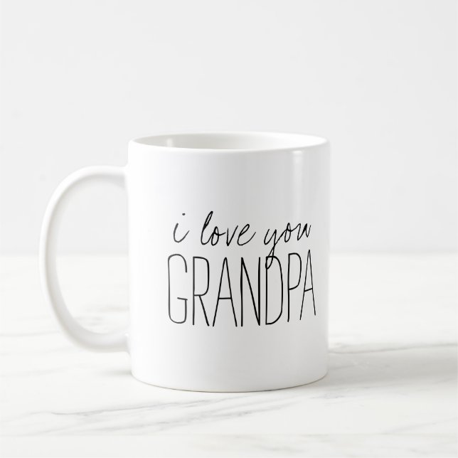 Taza De Café Sencillo y dulce personalizado te amo abuelo (Izquierda)